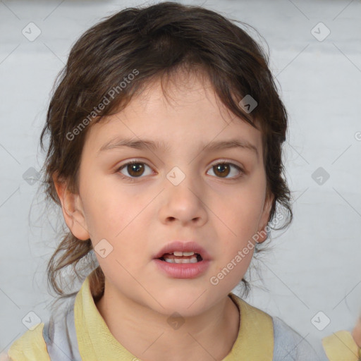 Neutral white child female with medium  brown hair and brown eyes