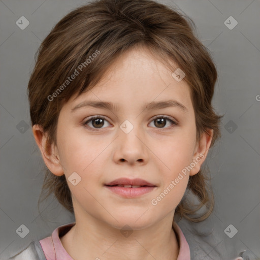 Neutral white child female with medium  brown hair and brown eyes