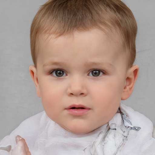 Neutral white child male with short  brown hair and brown eyes