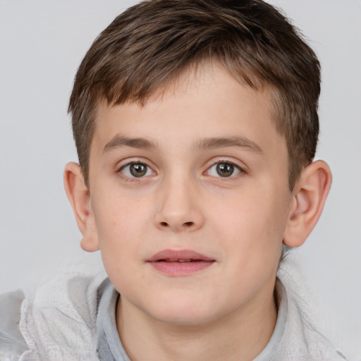 Neutral white child male with short  brown hair and brown eyes