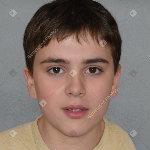 Neutral white child male with short  brown hair and brown eyes