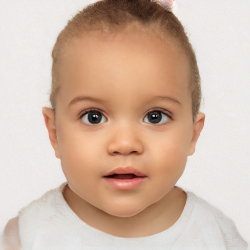 Neutral white child female with short  brown hair and brown eyes