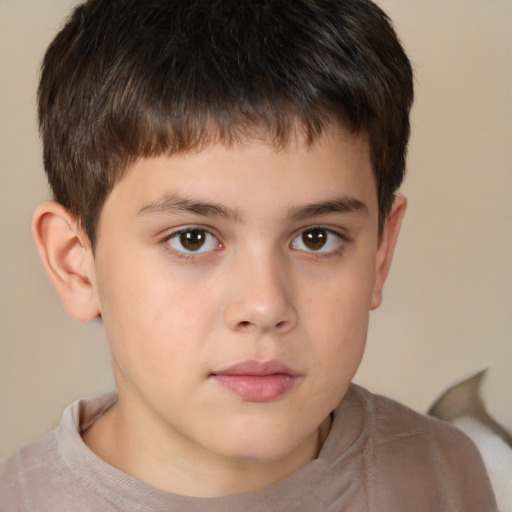 Neutral white child male with short  brown hair and brown eyes