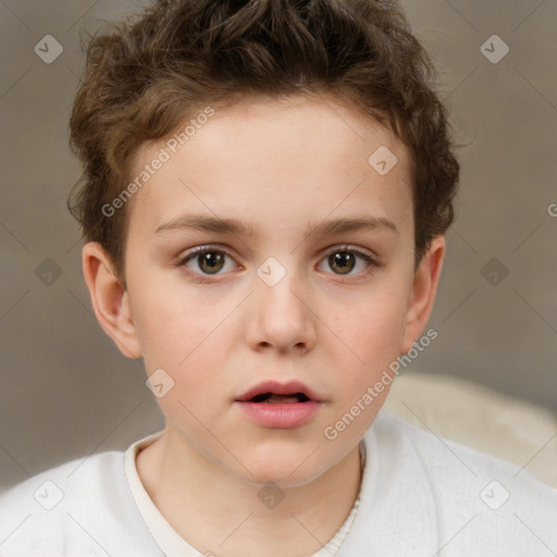 Neutral white child male with short  brown hair and brown eyes