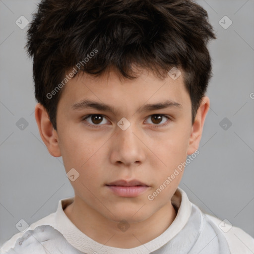 Neutral white child male with short  brown hair and brown eyes