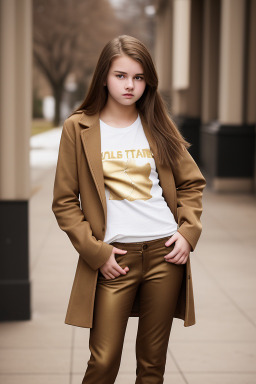 Teenager girl with  brown hair