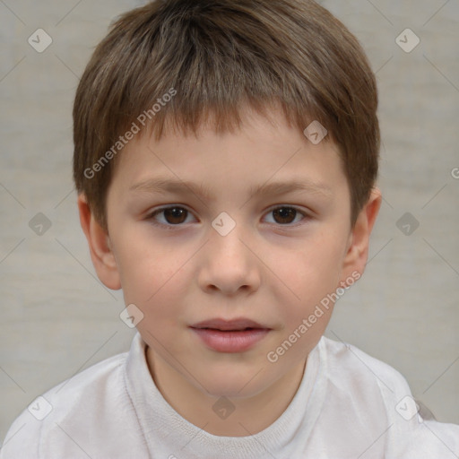 Neutral white child male with short  brown hair and brown eyes