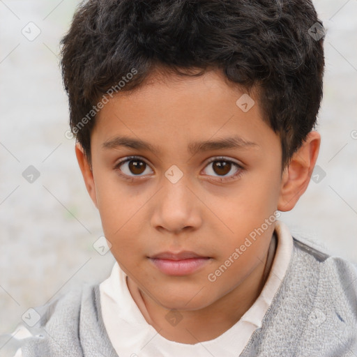 Neutral white child male with short  brown hair and brown eyes