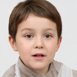 Neutral white child male with short  brown hair and brown eyes