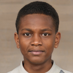 Neutral black young-adult male with short  brown hair and brown eyes