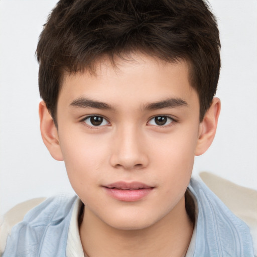 Neutral white child male with short  brown hair and brown eyes