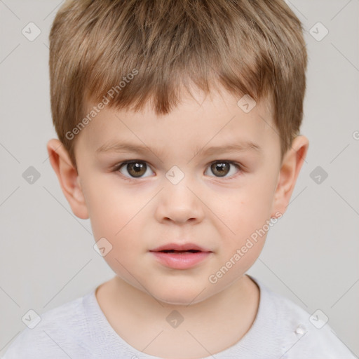 Neutral white child male with short  brown hair and brown eyes