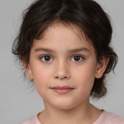 Neutral white child female with medium  brown hair and brown eyes