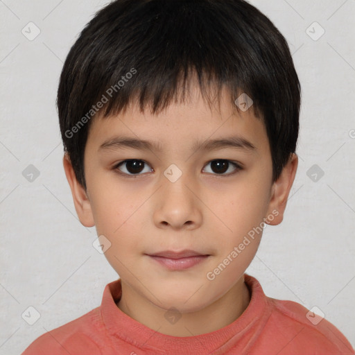 Neutral white child male with short  brown hair and brown eyes