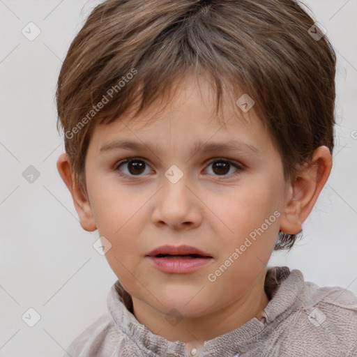 Neutral white child female with short  brown hair and brown eyes