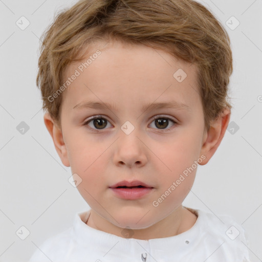 Neutral white child male with short  brown hair and brown eyes