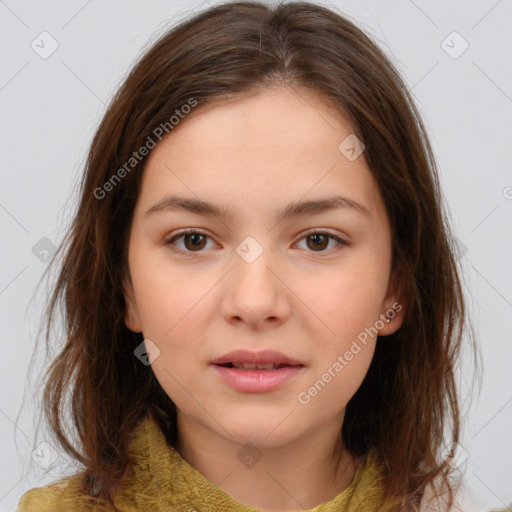 Neutral white child female with medium  brown hair and brown eyes