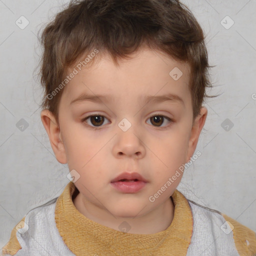 Neutral white child male with short  brown hair and brown eyes