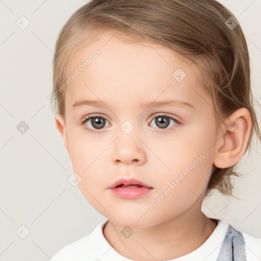 Neutral white child female with medium  brown hair and brown eyes