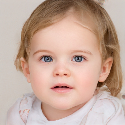 Neutral white child female with short  brown hair and blue eyes