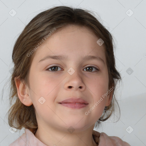 Neutral white child female with medium  brown hair and brown eyes