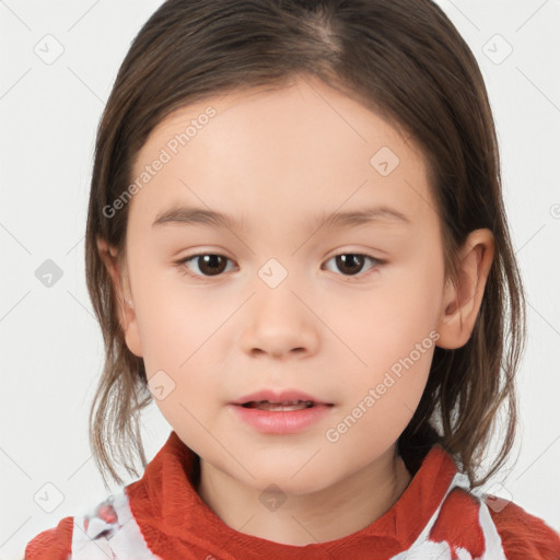 Neutral white child female with medium  brown hair and brown eyes