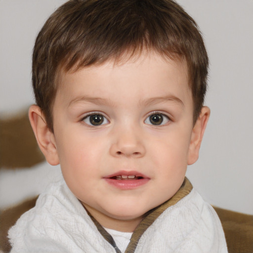 Neutral white child male with short  brown hair and brown eyes