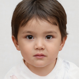 Neutral white child female with short  brown hair and brown eyes