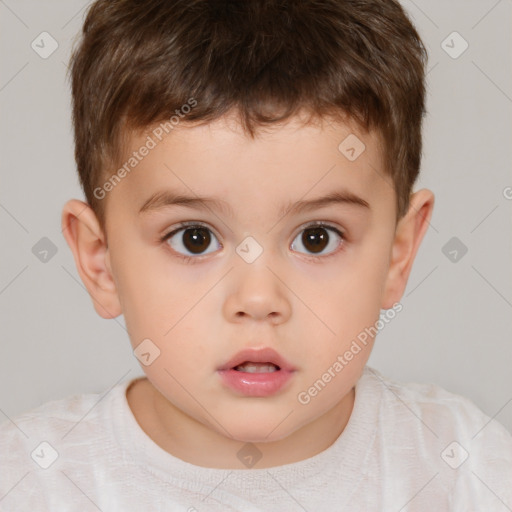 Neutral white child male with short  brown hair and brown eyes