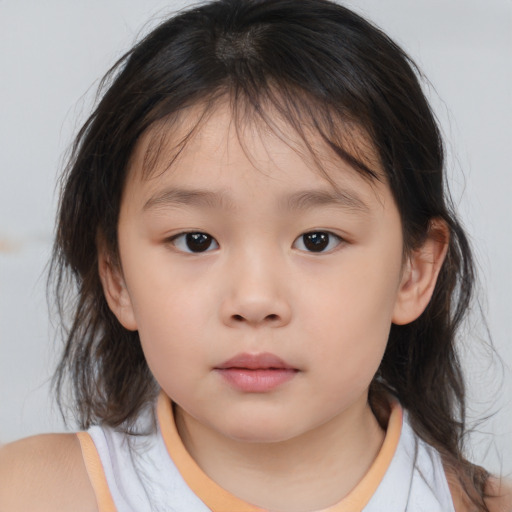 Neutral asian child female with medium  brown hair and brown eyes