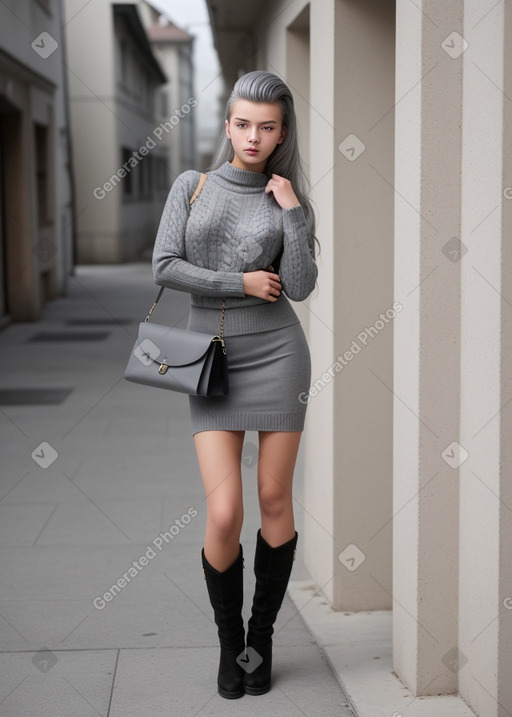 Slovenian teenager girl with  gray hair