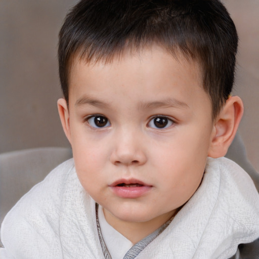 Neutral white child male with short  brown hair and brown eyes