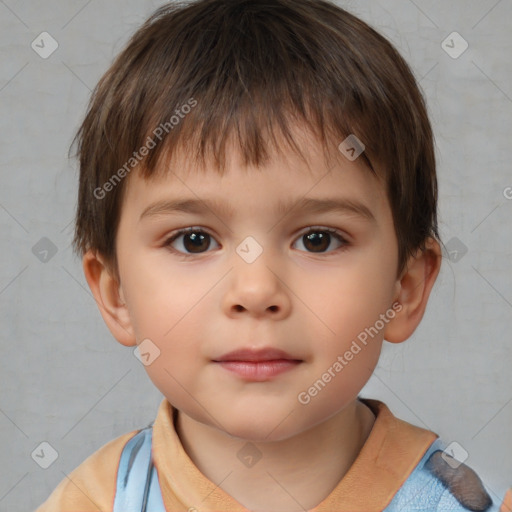 Neutral white child male with short  brown hair and brown eyes