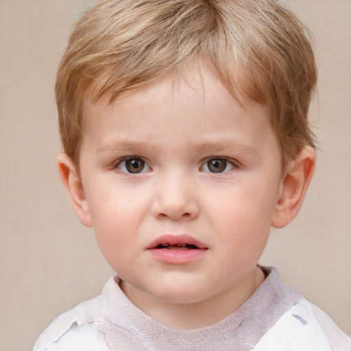 Neutral white child male with short  brown hair and brown eyes