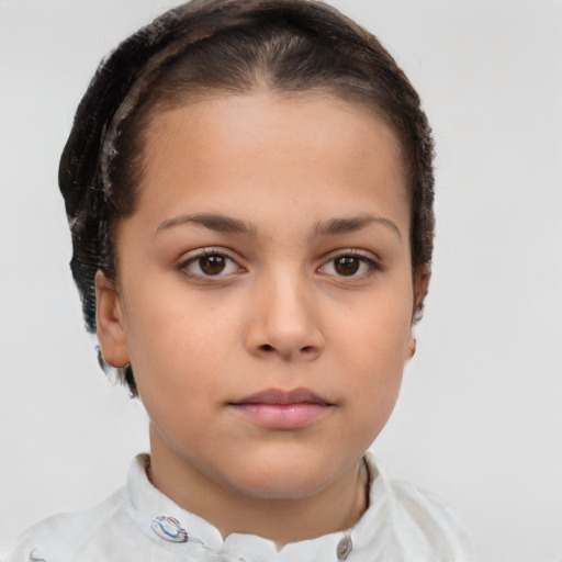 Neutral white young-adult female with short  brown hair and brown eyes