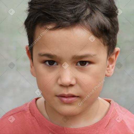 Neutral white child male with short  brown hair and brown eyes