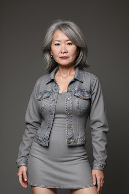 Mongolian middle-aged female with  gray hair