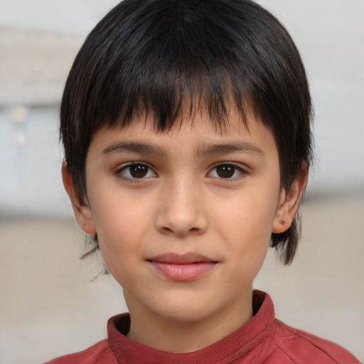 Neutral white child female with short  brown hair and brown eyes