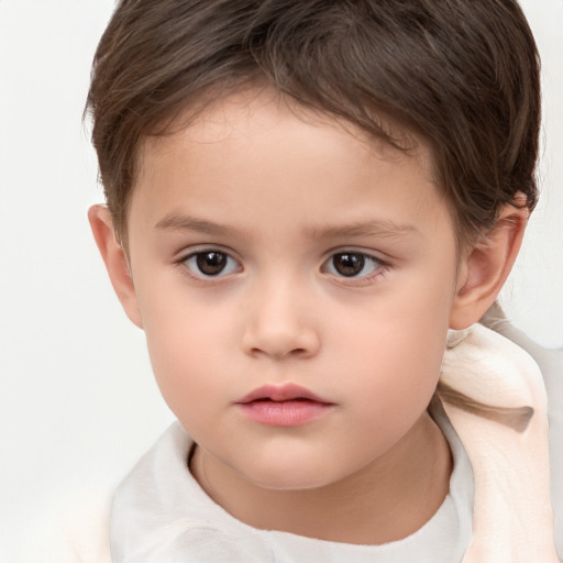 Neutral white child female with short  brown hair and brown eyes