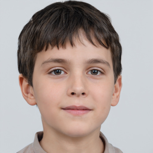 Neutral white child male with short  brown hair and brown eyes