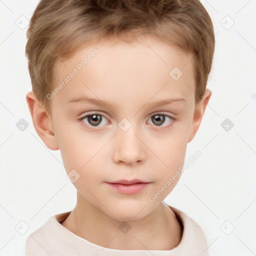 Neutral white child male with short  brown hair and brown eyes