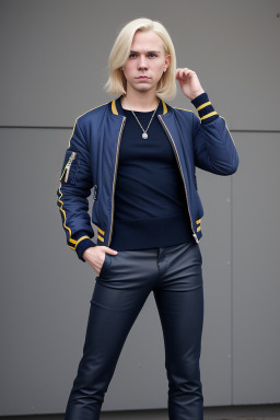 Swedish adult non-binary with  blonde hair