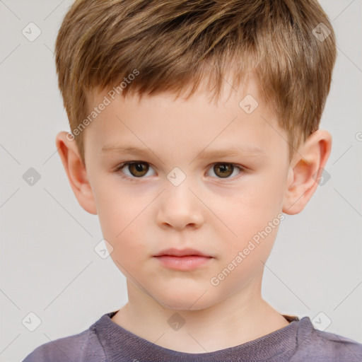 Neutral white child male with short  brown hair and brown eyes