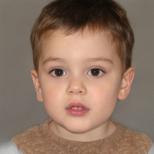 Neutral white child male with short  brown hair and brown eyes