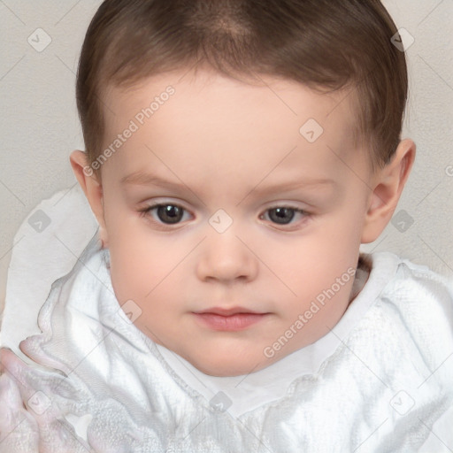 Neutral white child female with short  brown hair and brown eyes