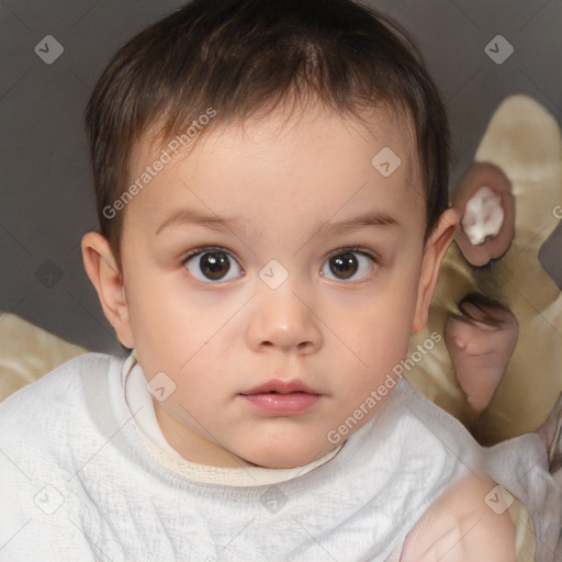 Neutral white child male with short  brown hair and brown eyes