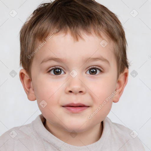 Neutral white child male with short  brown hair and brown eyes