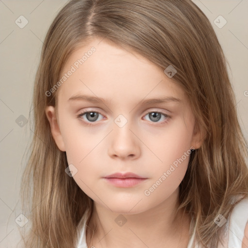 Neutral white child female with medium  brown hair and brown eyes