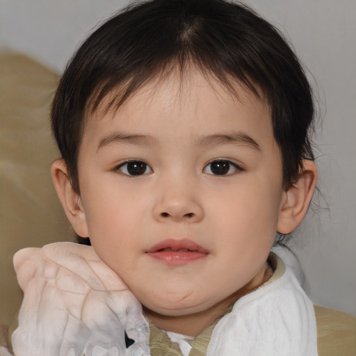 Neutral asian child female with medium  brown hair and brown eyes