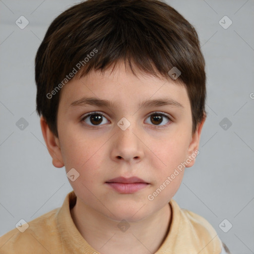 Neutral white child male with short  brown hair and brown eyes